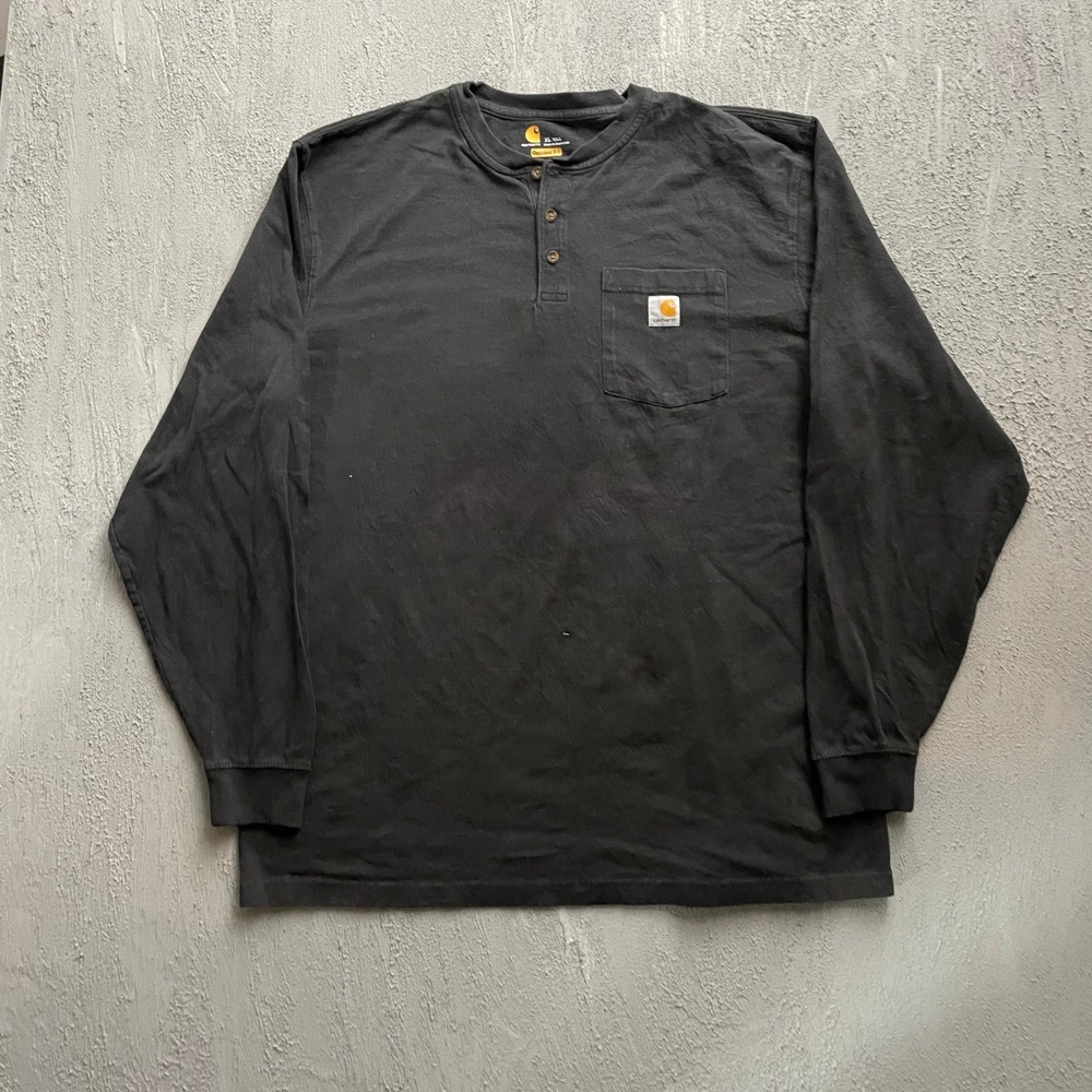Carhartt henley long sleeve shirt mens XL Black pocket